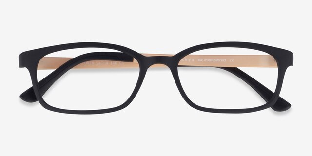 Clover Black & Apricot PlasticEyeglass Frames from EyeBuyDirect, Closed View