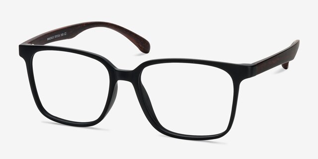 Magnus Matte Black PlasticEyeglass Frames from EyeBuyDirect, Angle View