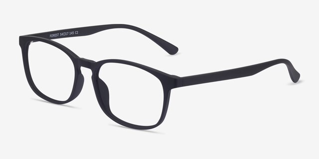 Forest Matte Black PlastiqueMontures de lunettes de vue d'EyeBuyDirect, Vue d'Angle