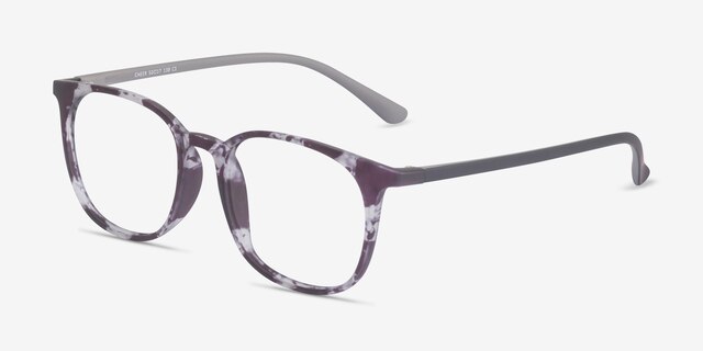 Cheer Swirled Gray PlastiqueMontures de lunettes de vue d'EyeBuyDirect, Vue d'Angle