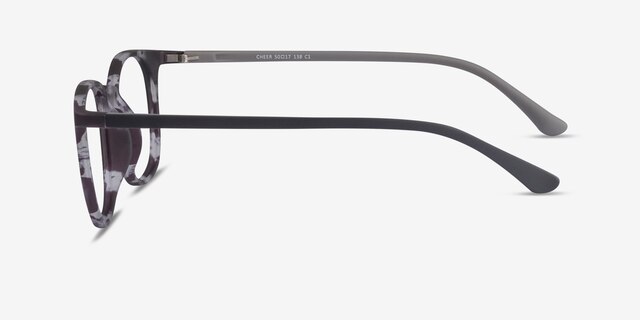 Cheer Swirled Gray PlastiqueMontures de lunettes de vue d'EyeBuyDirect, Vue de Côté