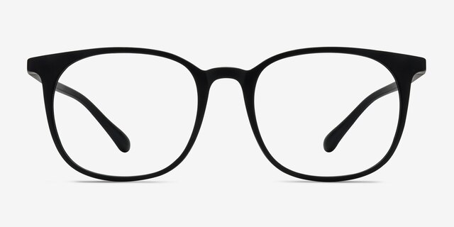 Cheer Matte Black PlasticEyeglass Frames from EyeBuyDirect, Front View