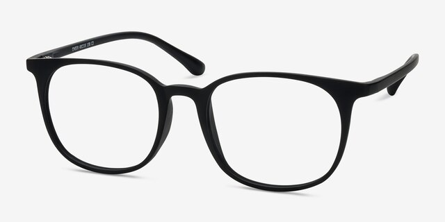 Cheer Matte Black PlasticEyeglass Frames from EyeBuyDirect, Angle View