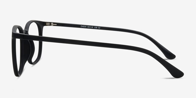 Cheer Matte Black PlasticEyeglass Frames from EyeBuyDirect, Side View