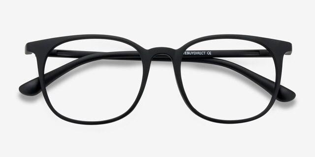 Cheer Matte Black PlasticEyeglass Frames from EyeBuyDirect, Closed View