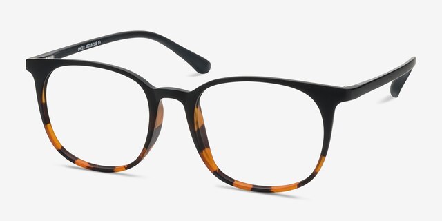 Cheer Black Tortoise PlasticEyeglass Frames from EyeBuyDirect, Angle View