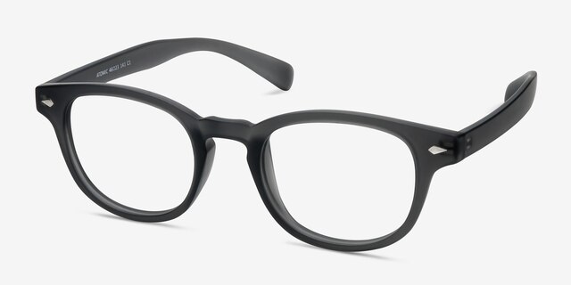 Atomic Matte Gray PlasticEyeglass Frames from EyeBuyDirect, Angle View