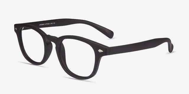 Atomic Matte Black PlasticEyeglass Frames from EyeBuyDirect, Angle View