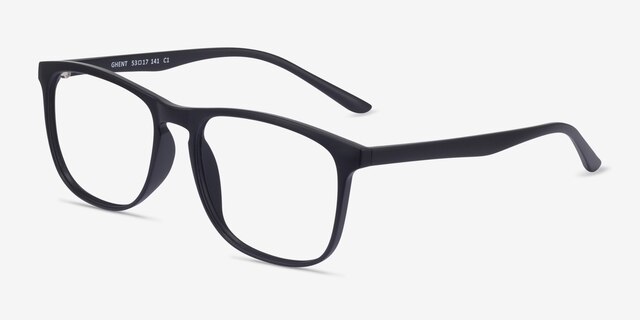 Ghent Matte Black PlasticEyeglass Frames from EyeBuyDirect, Angle View