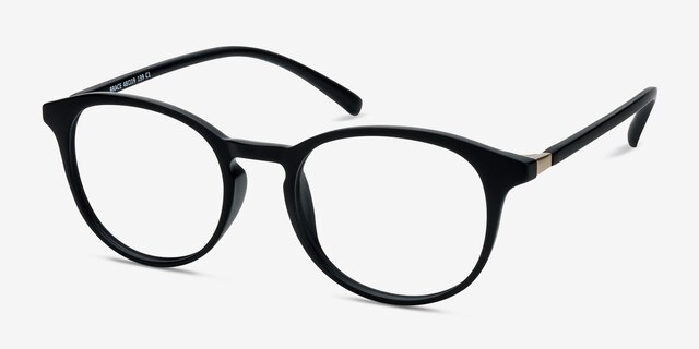 Brace Matte Black PlasticEyeglass Frames from EyeBuyDirect, Angle View