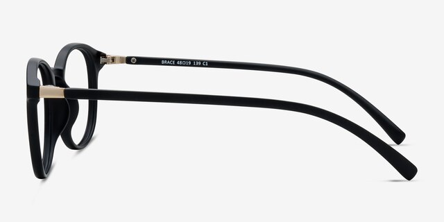 Brace Matte Black PlasticEyeglass Frames from EyeBuyDirect, Side View