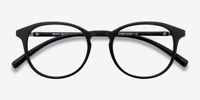Brace Matte Black PlasticEyeglass Frames from EyeBuyDirect, Closed View