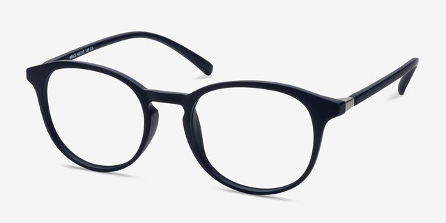 Brace Matte Navy PlasticEyeglass Frames from EyeBuyDirect, Angle View