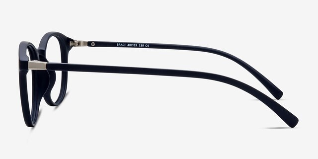Brace Matte Navy PlasticEyeglass Frames from EyeBuyDirect, Side View