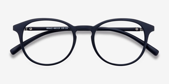 Brace Matte Navy PlasticEyeglass Frames from EyeBuyDirect, Closed View