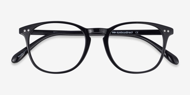 Record Noir PlastiqueMontures de lunettes de vue d'EyeBuyDirect, Vue Rapprochée
