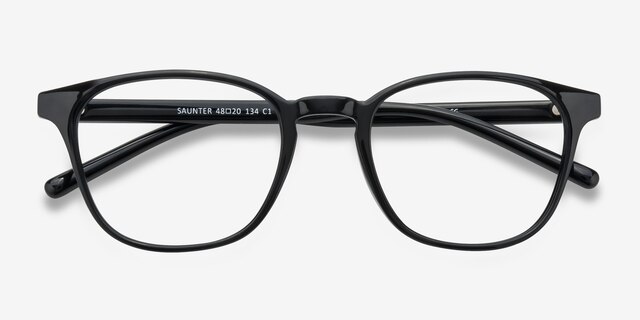 Saunter Black PlasticEyeglass Frames from EyeBuyDirect, Closed View