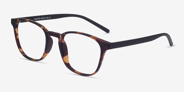 Saunter Swirled Amber PlastiqueMontures de lunettes de vue d'EyeBuyDirect, Vue d'Angle