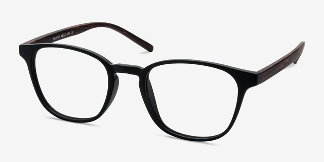 Saunter Matte Black PlasticEyeglass Frames from EyeBuyDirect, Angle View