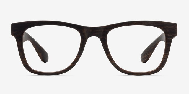 Project Brown Striped PlasticEyeglass Frames from EyeBuyDirect, Front View