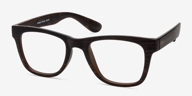 Project Brown Striped PlasticEyeglass Frames from EyeBuyDirect, Angle View