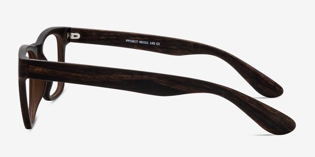 Project Brown Striped PlasticEyeglass Frames from EyeBuyDirect, Side View