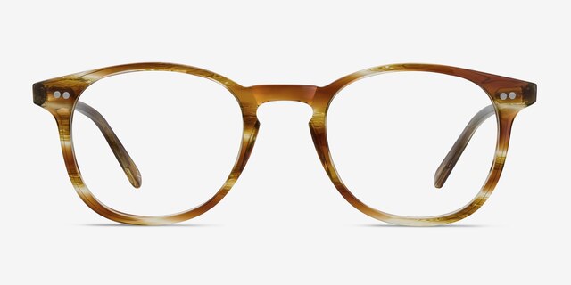 Symmetry Striped Caramel AcetateEyeglass Frames from EyeBuyDirect, Front View