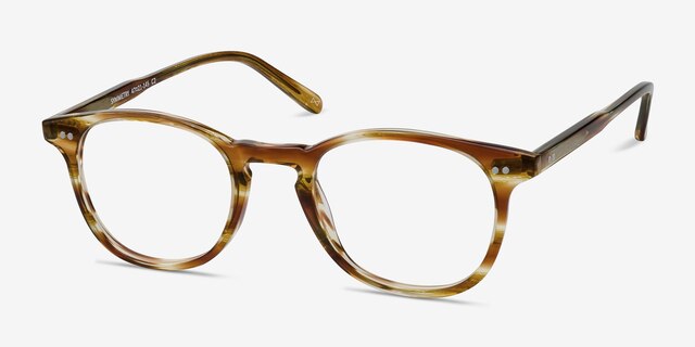 Symmetry Striped Caramel AcetateEyeglass Frames from EyeBuyDirect, Angle View