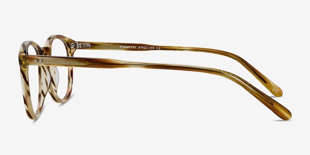 Symmetry Striped Caramel AcetateEyeglass Frames from EyeBuyDirect, Side View