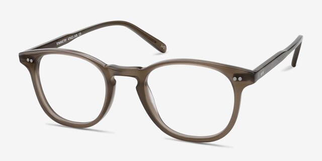 Symmetry Taupe AcetateEyeglass Frames from EyeBuyDirect, Angle View