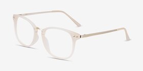 Cosmo Blanche Plastic-metal Montures de lunettes de vue d'EyeBuyDirect, Vue d'Angle