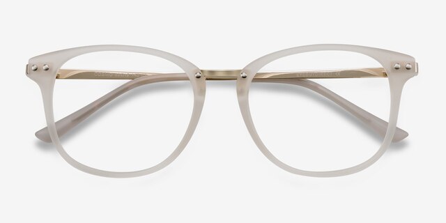 Cosmo Blanche Plastic-metalMontures de lunettes de vue d'EyeBuyDirect, Vue Rapprochée