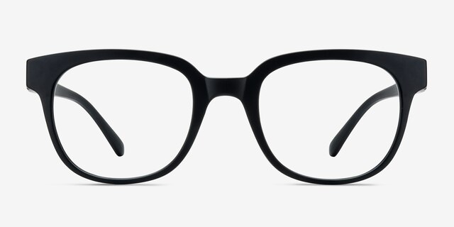 Flashback Matte Black PlasticEyeglass Frames from EyeBuyDirect, Front View
