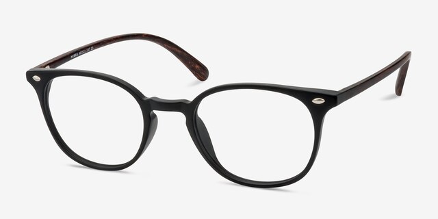 Hubris Matte Black PlasticEyeglass Frames from EyeBuyDirect, Angle View