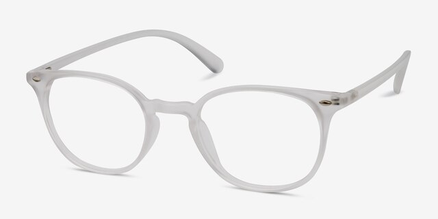 Hubris Matte Clear PlastiqueMontures de lunettes de vue d'EyeBuyDirect, Vue d'Angle