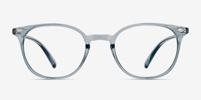 Hubris Clear Blue PlasticEyeglass Frames from EyeBuyDirect, Front View