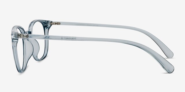 Hubris Clear Blue PlasticEyeglass Frames from EyeBuyDirect, Side View
