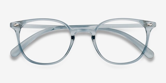 Hubris Clear Blue PlasticEyeglass Frames from EyeBuyDirect, Closed View