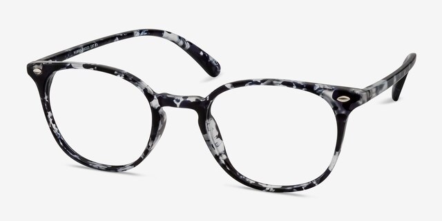 Hubris Black Floral PlasticEyeglass Frames from EyeBuyDirect, Angle View