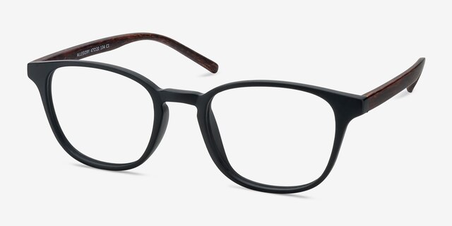 Allegory Matte Black PlasticEyeglass Frames from EyeBuyDirect, Angle View