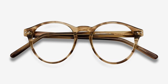 Method Brown Striped AcetateEyeglass Frames from EyeBuyDirect, Closed View