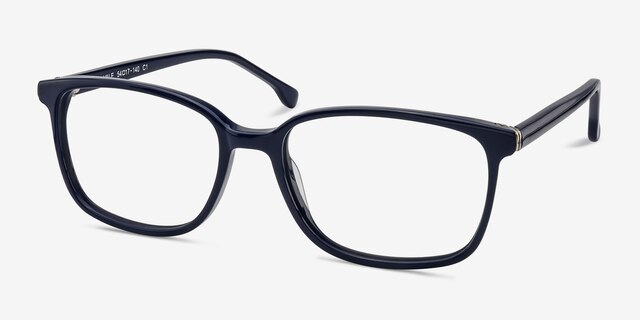 Vale Dark Navy AcetateEyeglass Frames from EyeBuyDirect, Angle View