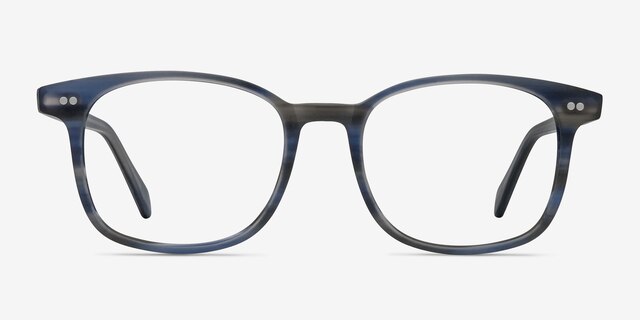 Lift Blue Striped AcetateEyeglass Frames from EyeBuyDirect, Front View