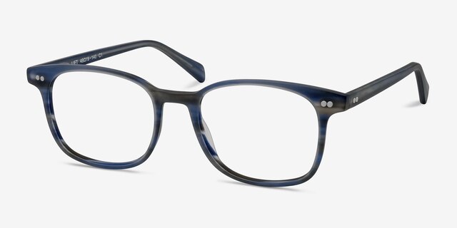Lift Blue Striped AcetateEyeglass Frames from EyeBuyDirect, Angle View