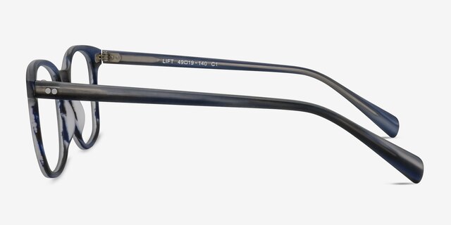 Lift Blue Striped AcetateEyeglass Frames from EyeBuyDirect, Side View