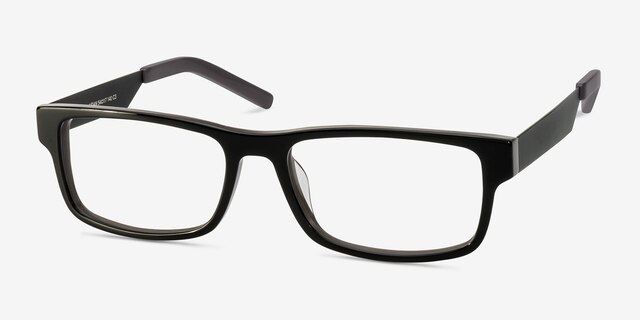 Aidan Black AcetateEyeglass Frames from EyeBuyDirect, Angle View