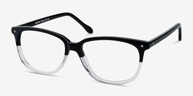 Escape Clear Black AcetateEyeglass Frames from EyeBuyDirect, Angle View