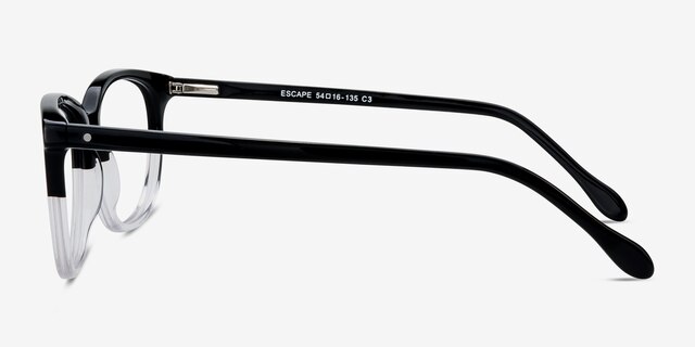 Escape Clear Black AcetateEyeglass Frames from EyeBuyDirect, Side View