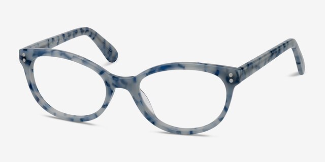 Valentina Blue Floral AcétateMontures de lunettes de vue d'EyeBuyDirect, Vue d'Angle