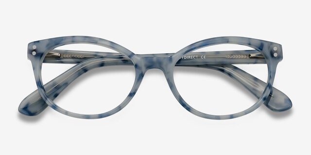 Valentina Blue Floral AcétateMontures de lunettes de vue d'EyeBuyDirect, Vue Rapprochée